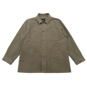 Todd Snyder Utility Shirt Jacket XL Green Striped Chore Pockets Shacket Textured